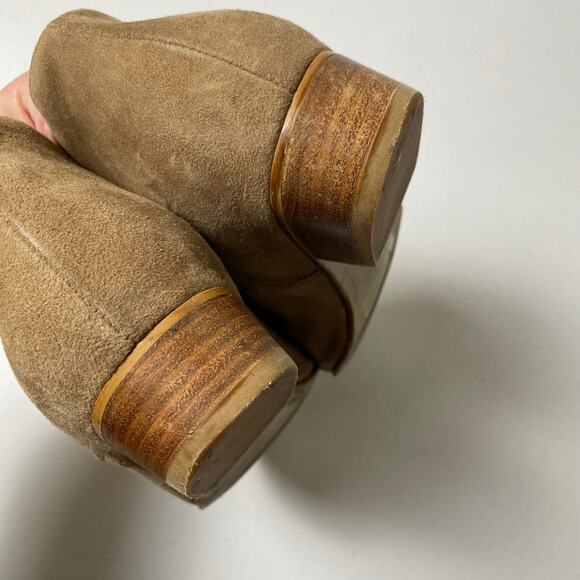 Aldo Size 8 Suede Leather Ankle Boot Made Spain Taupe Brown Booties Neutral Fall - Picture 15 of 16